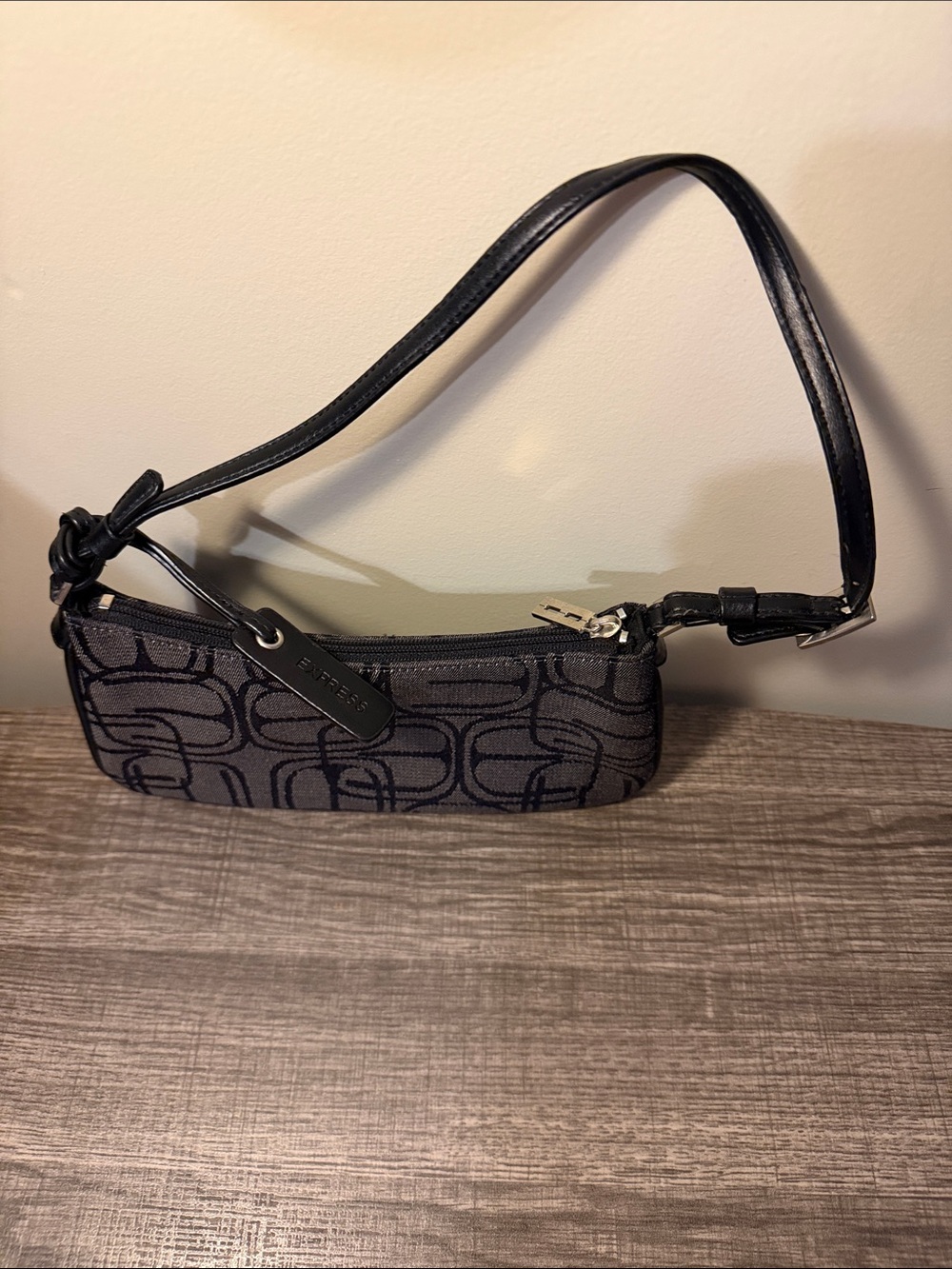 Express Black and Charcoal Monogram Shoulder Bag